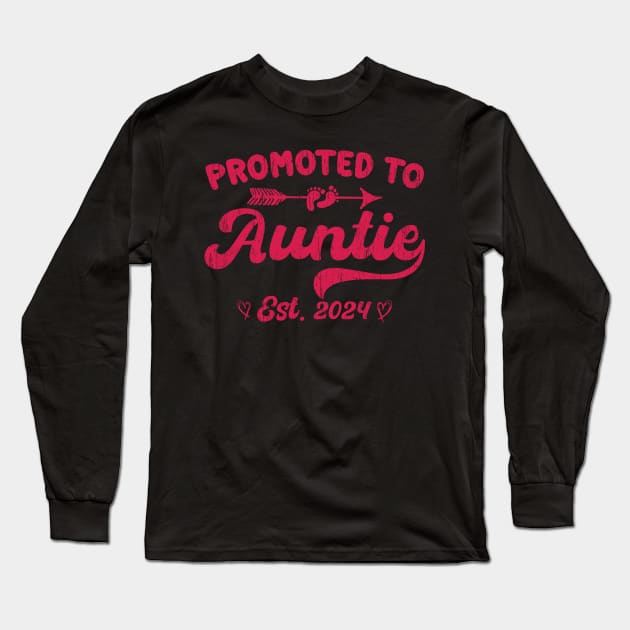 Promoted to Auntie 2024, Soon to Be Auntie Baby Reveal Aunt Long Sleeve T-Shirt by KB Badrawino